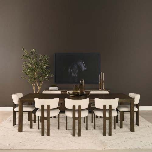 71390 - Kendrix 84" Dark Brown Oak Wood Extendable Rectangular Dining Table