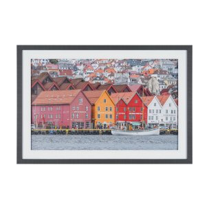 Waterfront in Bergen, Norway by Richard Silver Textured Framed Photo Print Matted under Glass