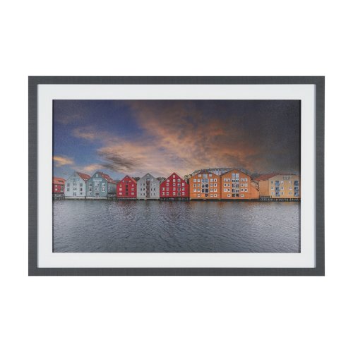 16294 - Waterfront of Alesund, Norway by Richard Silver Textured Framed Photo Print Matted under Glass