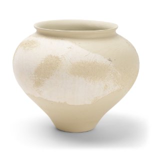 Velo Cream w/White Hand-Painted Terracotta Decorative Vase