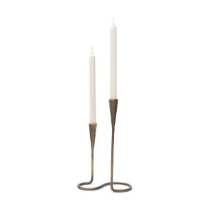Naja Antique Brass Metal Double Taper Candle Holder