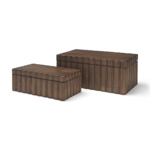 Strata Fluted Walnut Wood Decorative Box Set