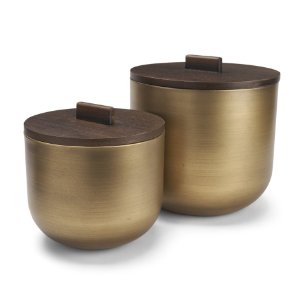 Voss Brass Metal w/ Dark Brown Lid Canister Set