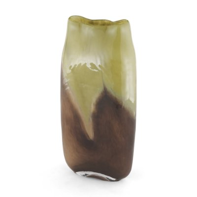 71622 - Tulano Tall Green and Brown Glass Vase
