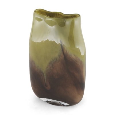 71621 - Tulano Medium Green and Brown Glass Vase
