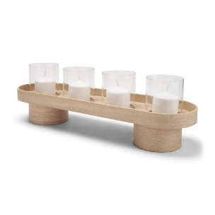 Plinth Walnut Wood w/ Glass Candle Holder