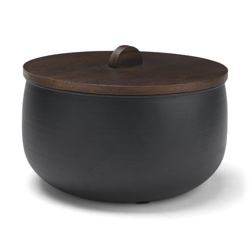 71638 - Voss Black Metal w/ Dark Wood Lid Canister
