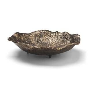 Verdant Small Antiqued Brass Metal Decorative Centerpiece Bowl