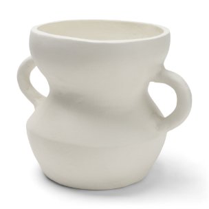 Mika Wide White Ceramic Vase w/ Handles