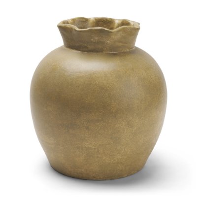 71667 - Melo Small Distressed Citron Yellow Ceramic Vase