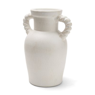 71669 - Trenza Small White Ceramic Vase w/ Twisted Handles