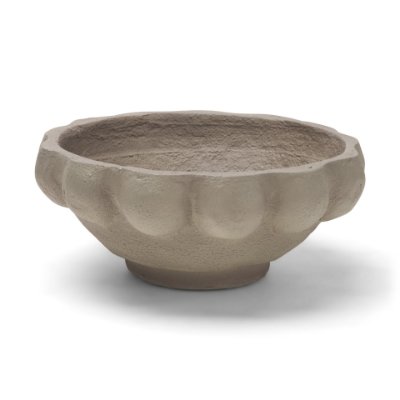 71675 - Konya Small Earthen Gray-Brown Dotted Paper Mache Centerpiece Bowl