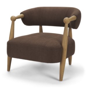 Lewis Mocha Fabric w/ Brown Wood Open Back Accent Chair