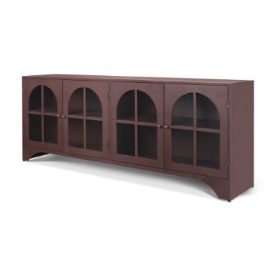 71713 - Rousseau 4 Door Closed Sideboard | Arched Glass | Burgundy Metal