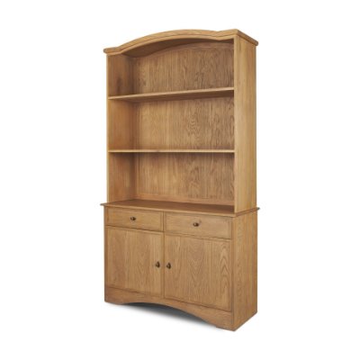 71715-AB - Carrington 85" Sideboard & Hutch | Brown Oak Wood w/ Brass Hardware