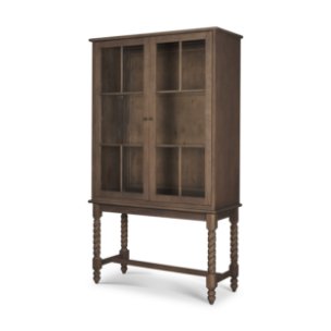 Cromwell Spiral Turned Display Cabinet | Mid-Brown Wood