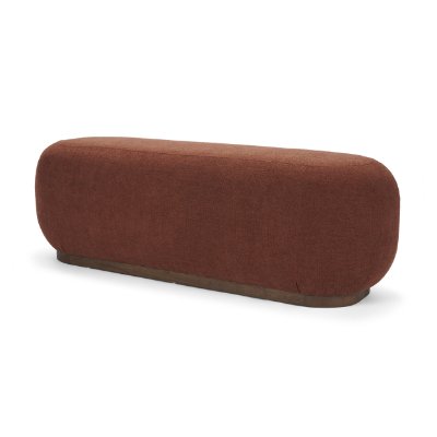 71736 - Siren Burgundy Fabric w/ Brown Ash Wood Oblong Bench