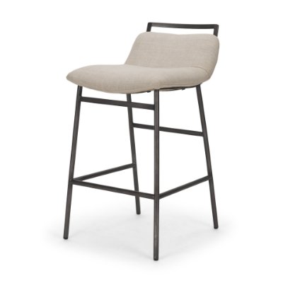 71760 - Kavalan 33.5" Total Height Sand Upholstered Seat Gray Metal Frame Counter Stool