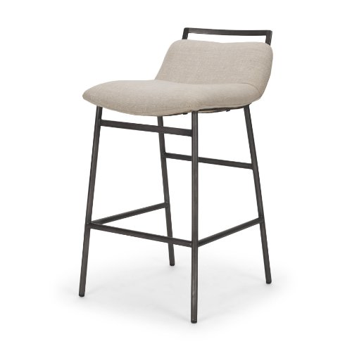 71760 - Kavalan 33.5" Total Height Sand Upholstered Seat Gray Metal Frame Counter Stool
