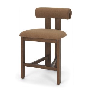 Tribeca Open Back 36.5in Seat Counter Stool | Mocha Fabric w/ Wood