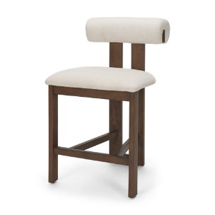 Tribeca Open Back 36.5in Seat Counter Stool | Cream Fabric w/ Wood