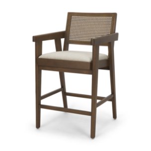 Reid Backless 38in Seat Counter Stool | Brown Wood w/ Cane Back