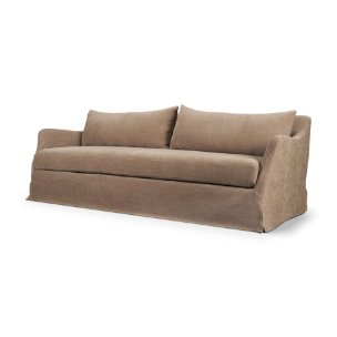 Ellington Slipcovered Slope Arm Sofa | 3 Seater | Stonewashed Latte Fabric