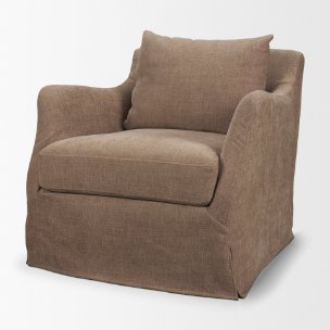 Ellington Slipcovered Slope Arm Accent Chair | Stonewashed Latte Fabric