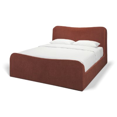 71739-ABC - Solene Upholstered King Bed w/ Footbed | Curved Headboard | Burgundy Fabric