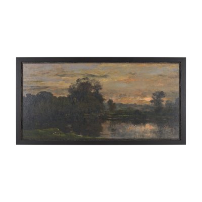 16352 - A River Landscape with Storks by Charles-Francois Daubigny Textured Framed Artwork Matted