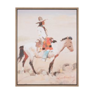 Indian Rider by LaVerne Nelson Black Hand-Embellished Textured Framed Canvas Artwork
