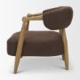 71504 - Lewis Mocha Fabric w/ Brown Wood Open Back Accent Chair