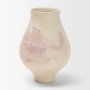 71521 - Velo Cream w/Blush Pink Hand-Painted Terracotta Decorative Vase