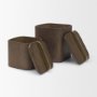 71605 - Benton Brown Wood w/ Brass Handle Decorative Box Set