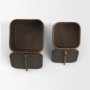 71605 - Benton Brown Wood w/ Brass Handle Decorative Box Set