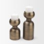 71655 - Pelar Large Antiqued Brass Stacked Pillar Candle Holder