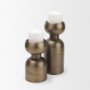 71656 - Pelar Small Antiqued Brass Stacked Pillar Candle Holder