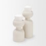 71657 - Pelar Large Matte White Metal Stacked Pillar Candle Holder