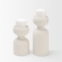 71658 - Pelar Small Matte White Metal Stacked Pillar Candle Holder