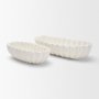 71671 - Camelia Fluted White Paper Mache Long Centerpiece Bowl