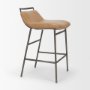 71759 - Kavalan 33.5" Total Height Tan Leather Seat Black Metal Frame Counter Stool