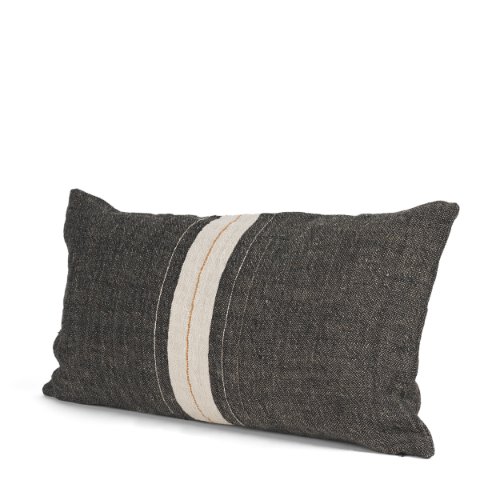 71432-CFD -Cooper 14x26 Lumbar Black w/ Cream Stripe Pillow Cover w/Down Filler