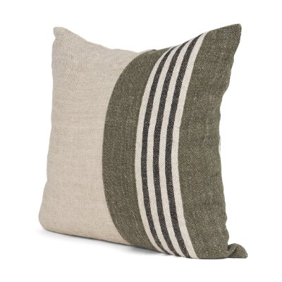 71433-CFNA -Hunter 20x20 Square Oatmeal w/ Green Stripe Pillow Cover w/Non-Allergen Filler
