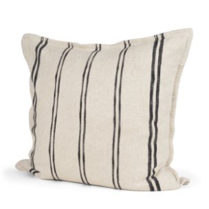 Liv 22x22 Cream w/ Black Stripes Pillow Cover w/Down Filler