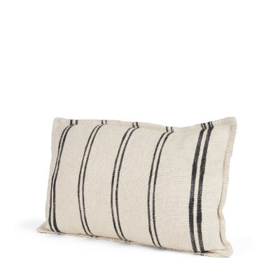 71439-CFNA -Liv 13x21 Cream w/ Black Stripes Pillow Cover w/Non-Allergen Filler