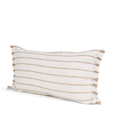 71445-CFD -Willow 14x26 Lumbar Cream w/ Camel Stripes Decorative Pillow Cover