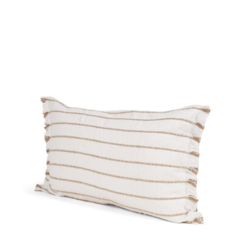 71446-CFD -Willow 13x21 Lumbar Cream w/ Camel Stripes Decorative Pillow Cover