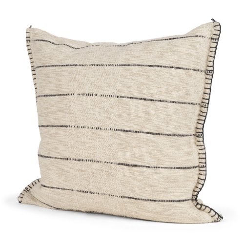 71447-CFD -Lyle 20x20 Square Oatmeal w/ Black Stripes Decorative Pillow Cover