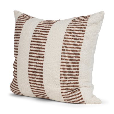 71463-CFD -Levon 22x22 Plush Cream w/ Orange Dashed Stripes Decorative Pillow Cover