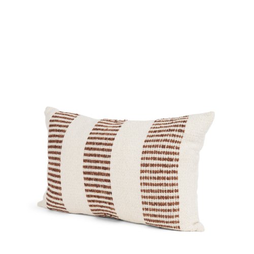 71464-CFNA -Levon 13x21 Lumbar Plush Cream w/ Orange Dashed Stripes Pillow Cover w/Non-Allergen Filler